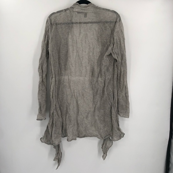 EILEEN FISHER Sweater Waterfall Open Drape Cotton Silk Cashmere Crinkle M Gauzy - Picture 8 of 9